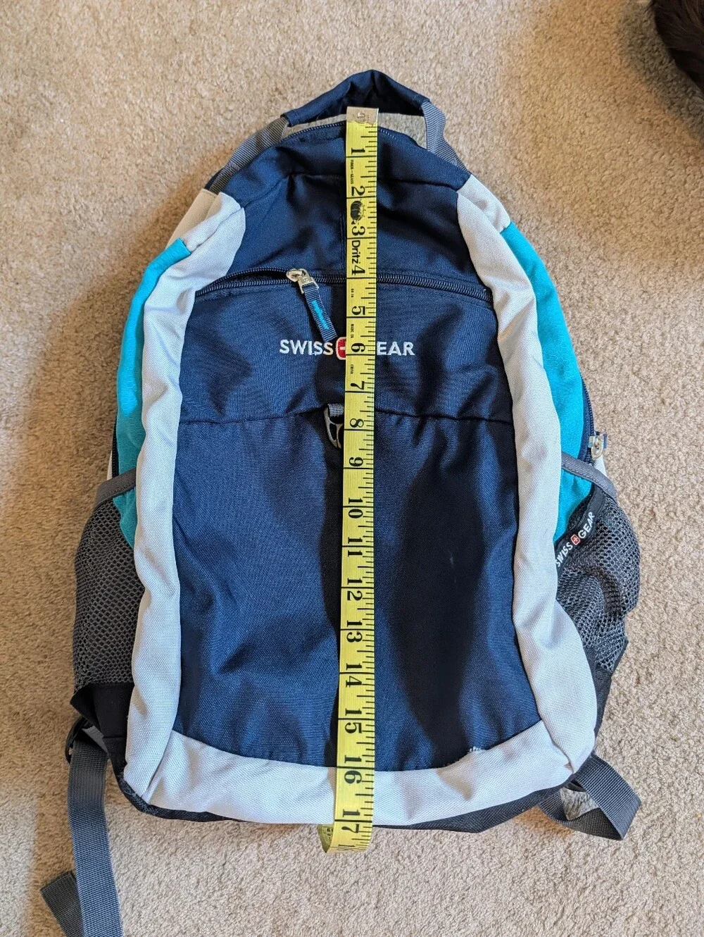 Swiss Gear Canvas Backpack Navy Teal Gray Black Adjustable Padded Straps